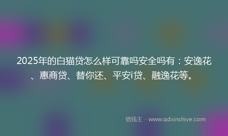 2025年的白猫贷怎么样可靠吗安全吗有：安逸花、惠商贷、替你还、平安i贷、融逸花等。