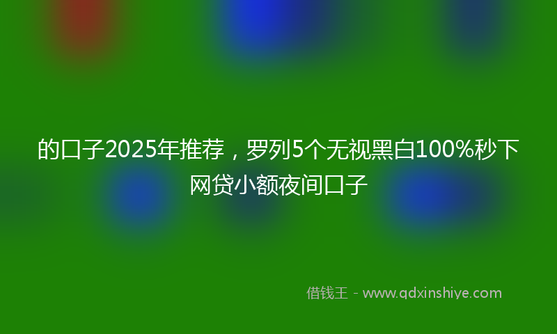 的口子2025年推荐，罗列5个无视黑白100%秒下网贷小额夜间口子