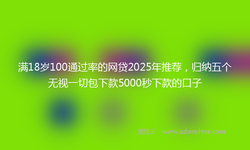 满18岁100通过率的网贷2025年推荐，归纳五个无视一切包下款5000秒下款的口子