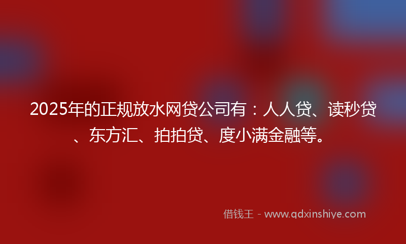 2025年的正规放水网贷公司有：人人贷、读秒贷、东方汇、拍拍贷、度小满金融等。