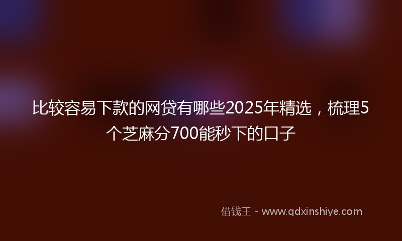 比较容易下款的网贷有哪些2025年精选，梳理5个芝麻分700能秒下的口子