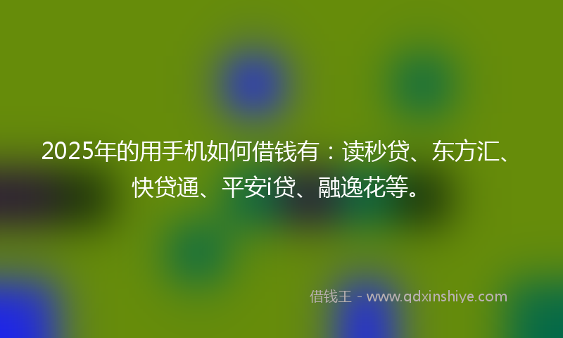 2025年的用手机如何借钱有：读秒贷、东方汇、快贷通、平安i贷、融逸花等。