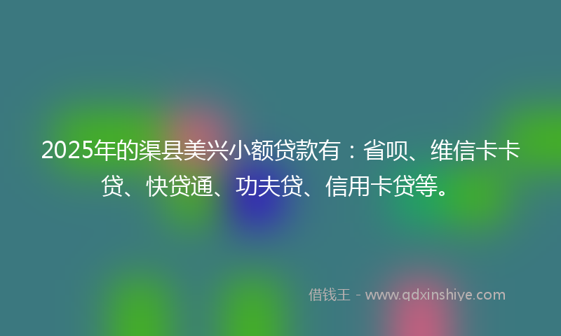 2025年的渠县美兴小额贷款有：省呗、维信卡卡贷、快贷通、功夫贷、信用卡贷等。