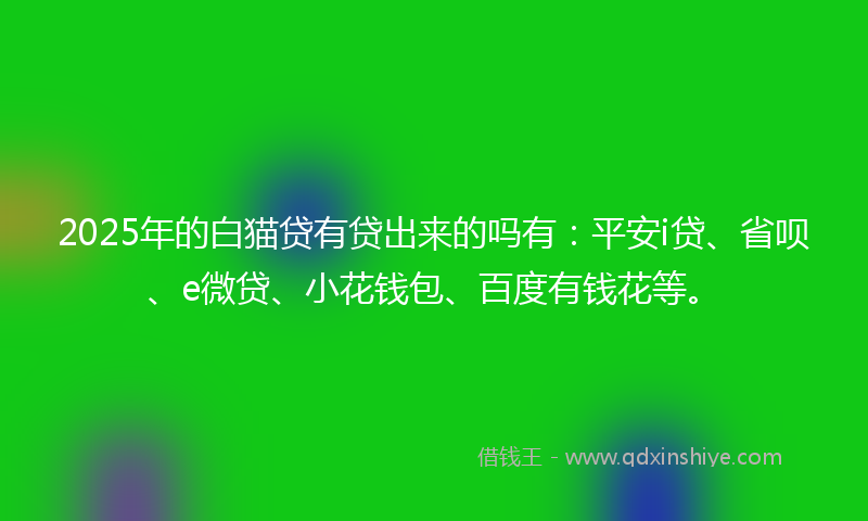 2025年的白猫贷有贷出来的吗有：平安i贷、省呗、e微贷、小花钱包、百度有钱花等。