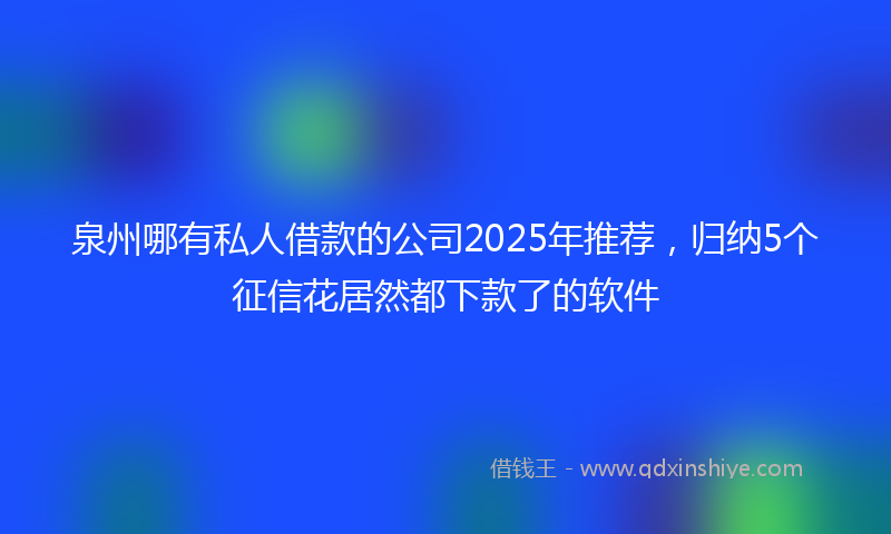 泉州哪有私人借款的公司2025年推荐，归纳5个征信花居然都下款了的软件