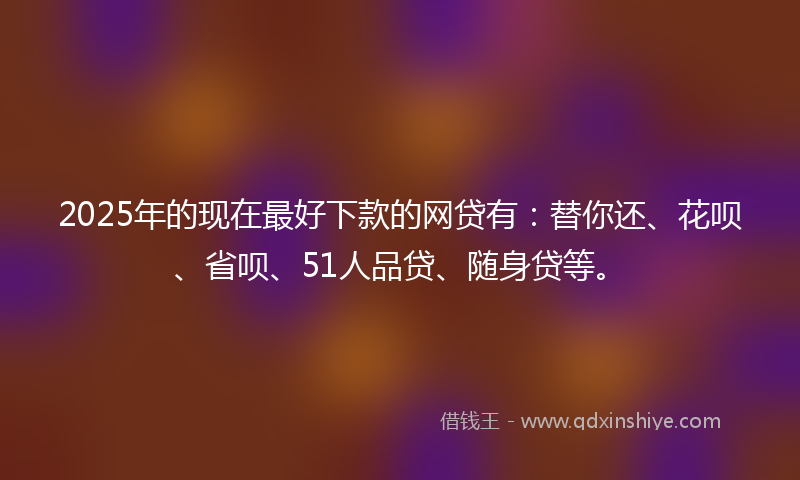 2025年的现在最好下款的网贷有：替你还、花呗、省呗、51人品贷、随身贷等。