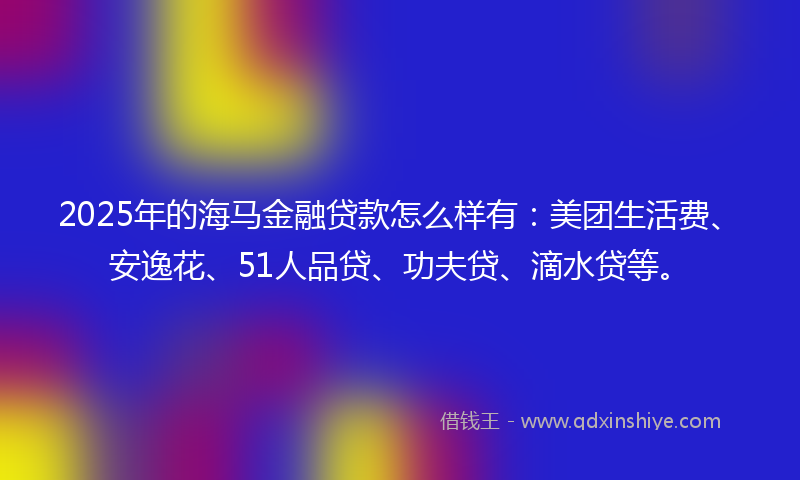 2025年的海马金融贷款怎么样有：美团生活费、安逸花、51人品贷、功夫贷、滴水贷等。