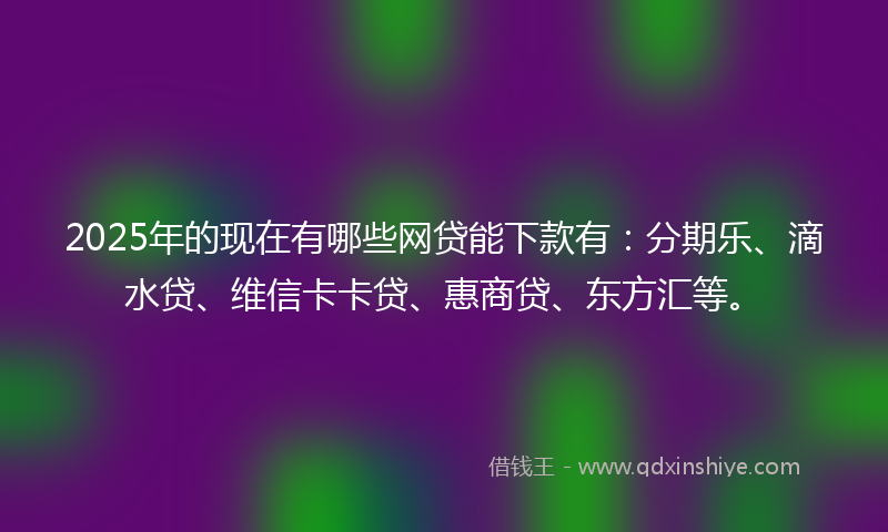 2025年的现在有哪些网贷能下款有：分期乐、滴水贷、维信卡卡贷、惠商贷、东方汇等。