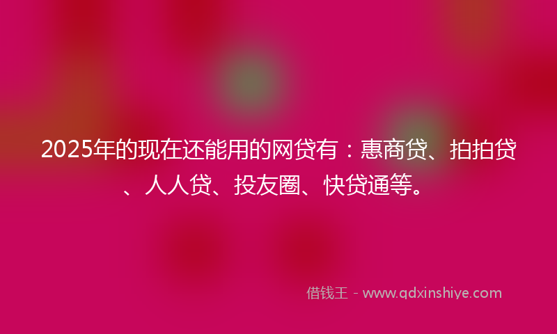 2025年的现在还能用的网贷有：惠商贷、拍拍贷、人人贷、投友圈、快贷通等。