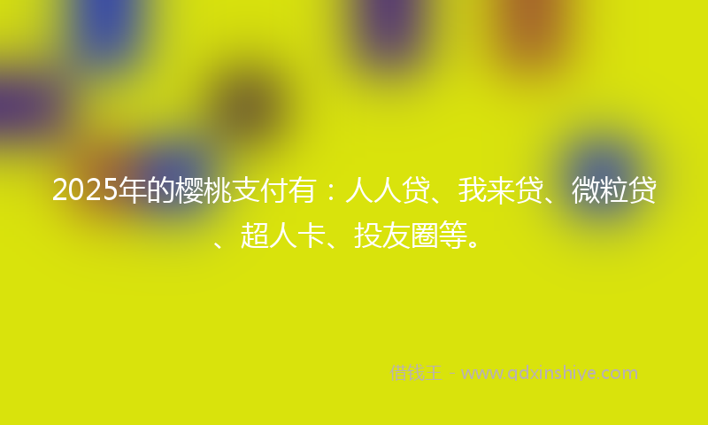 2025年的樱桃支付有：人人贷、我来贷、微粒贷、超人卡、投友圈等。