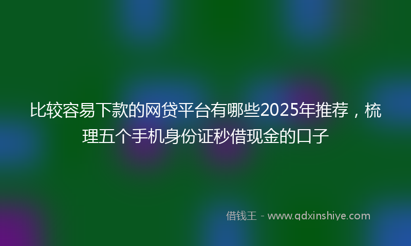 比较容易下款的网贷平台有哪些2025年推荐，梳理五个手机身份证秒借现金的口子