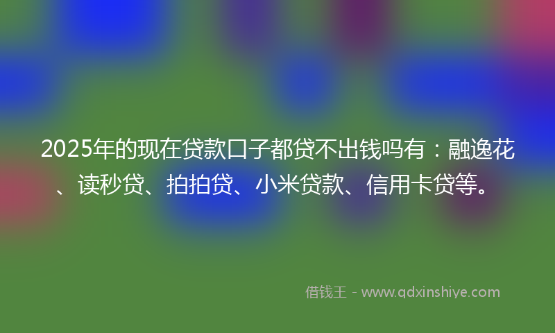 2025年的现在贷款口子都贷不出钱吗有:融逸花、读秒贷、拍拍贷、小米贷款、信用卡贷等。