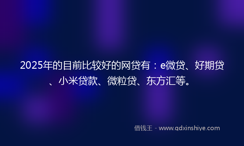 2025年的目前比较好的网贷有：e微贷、好期贷、小米贷款、微粒贷、东方汇等。