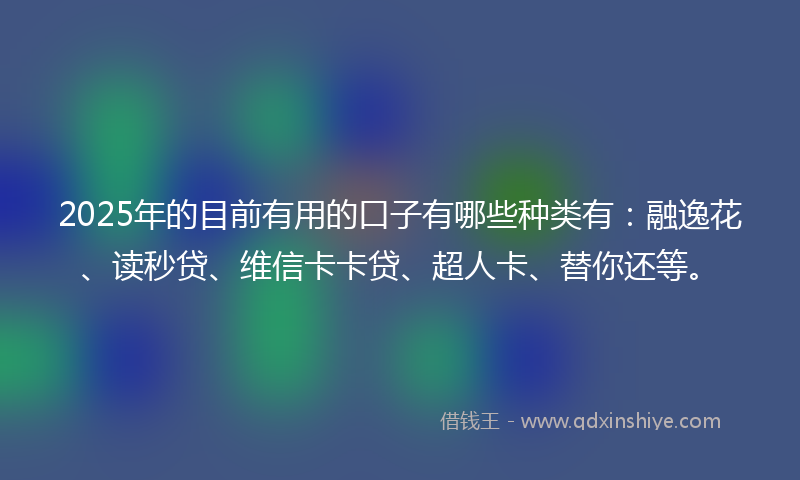 2025年的目前有用的口子有哪些种类有：融逸花、读秒贷、维信卡卡贷、超人卡、替你还等。
