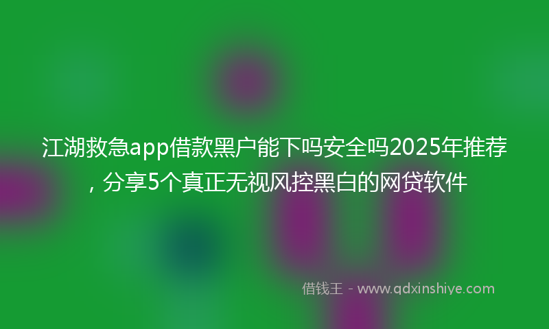 江湖救急app借款黑户能下吗安全吗2025年推荐，分享5个真正无视风控黑白的网贷软件