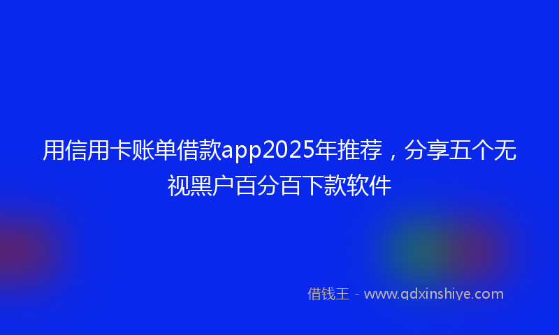 用信用卡账单借款app2025年推荐，分享五个无视黑户百分百下款软件