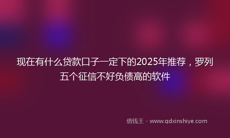 现在有什么贷款口子一定下的2025年推荐,罗列五个征信不好负债高的软件