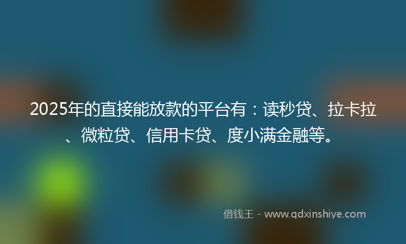 2025年的直接能放款的平台有：读秒贷、拉卡拉、微粒贷、信用卡贷、度小满金融等。
