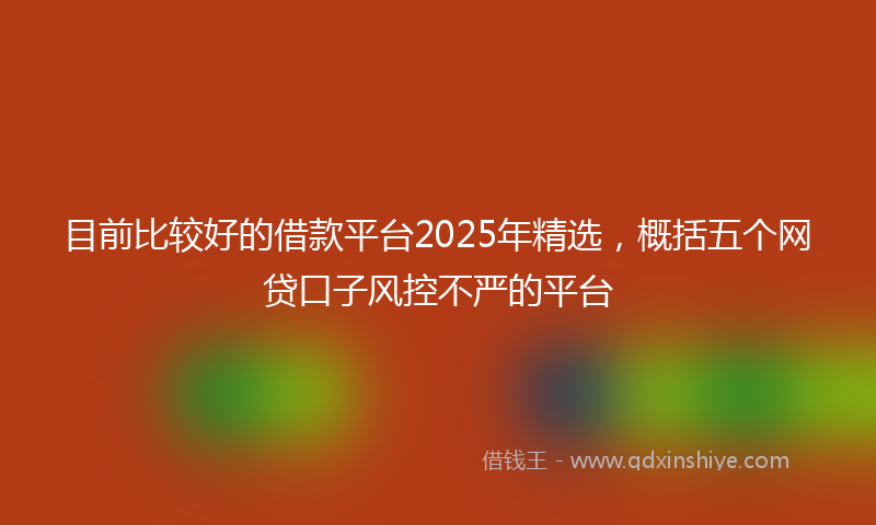 目前比较好的借款平台2025年精选，概括五个网贷口子风控不严的平台
