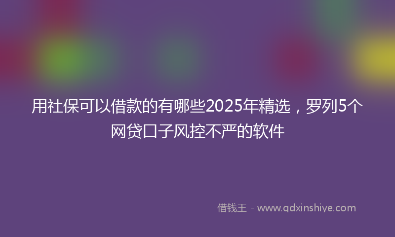 用社保可以借款的有哪些2025年精选，罗列5个网贷口子风控不严的软件