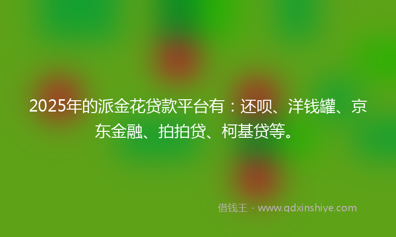 2025年的派金花贷款平台有:还呗、洋钱罐、京东金融、拍拍贷、柯基贷等。