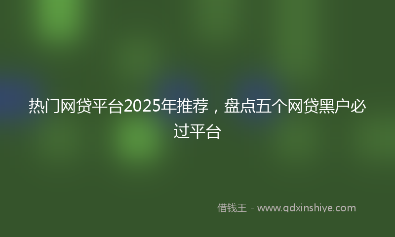 热门网贷平台2025年推荐，盘点五个网贷黑户必过平台