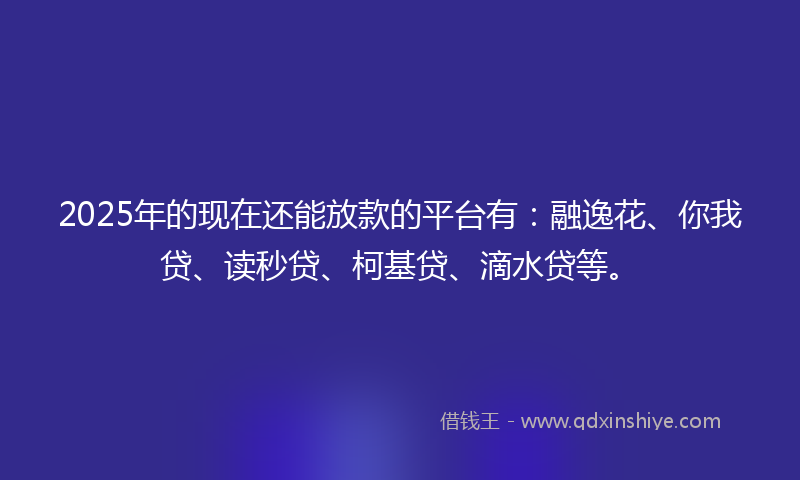 2025年的现在还能放款的平台有：融逸花、你我贷、读秒贷、柯基贷、滴水贷等。