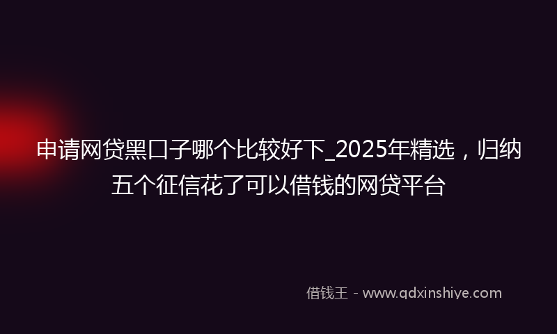 申请网贷黑口子哪个比较好下_2025年精选，归纳五个征信花了可以借钱的网贷平台