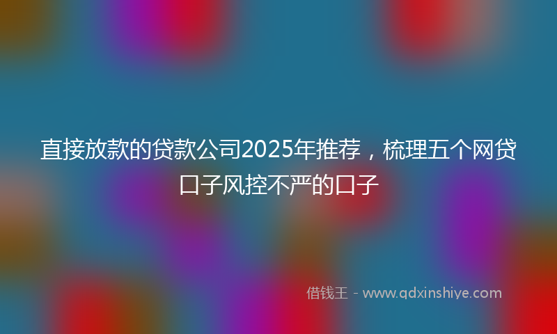 直接放款的贷款公司2025年推荐，梳理五个网贷口子风控不严的口子