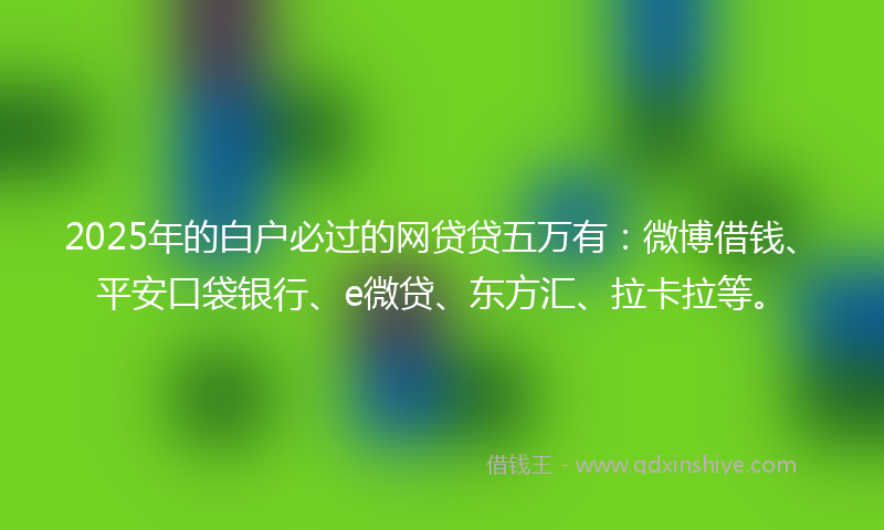 2025年的白户必过的网贷贷五万有：微博借钱、平安口袋银行、e微贷、东方汇、拉卡拉等。