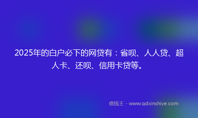 2025年的白户必下的网贷有：省呗、人人贷、超人卡、还呗、信用卡贷等。