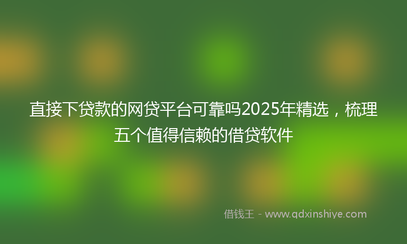 直接下贷款的网贷平台可靠吗2025年精选，梳理五个值得信赖的借贷软件