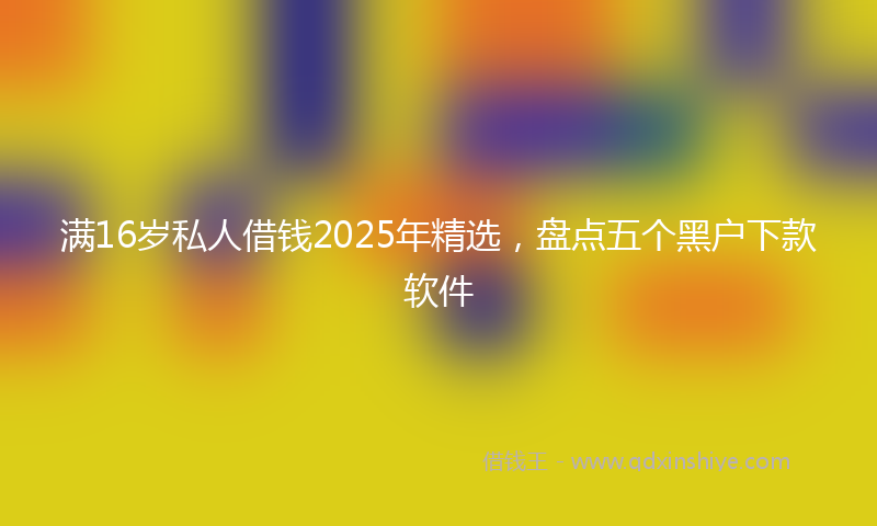 满16岁私人借钱2025年精选，盘点五个黑户下款软件