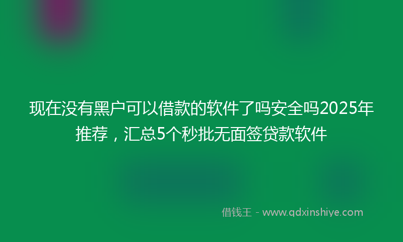 现在没有黑户可以借款的软件了吗安全吗2025年推荐，汇总5个秒批无面签贷款软件