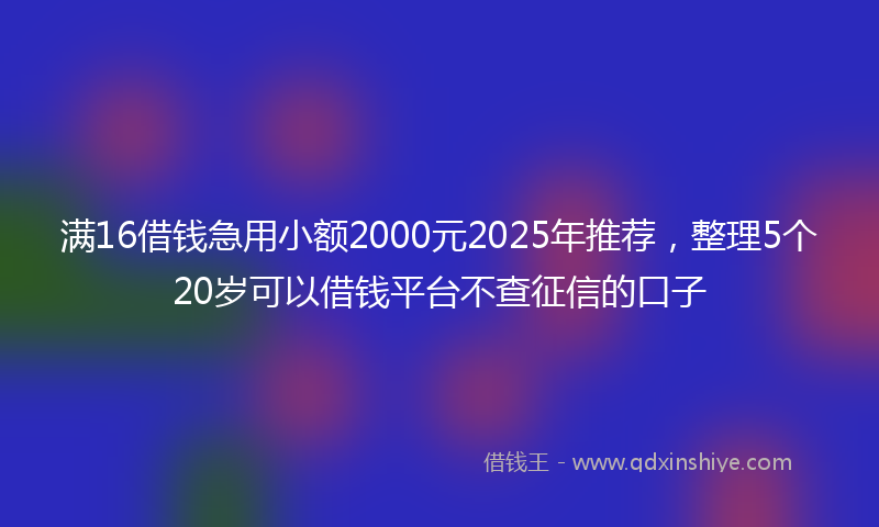满16借钱急用小额2000元2025年推荐，整理5个20岁可以借钱平台不查征信的口子