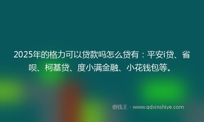 2025年的格力可以贷款吗怎么贷有：平安i贷、省呗、柯基贷、度小满金融、小花钱包等。