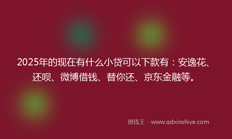2025年的现在有什么小贷可以下款有：安逸花、还呗、微博借钱、替你还、京东金融等。