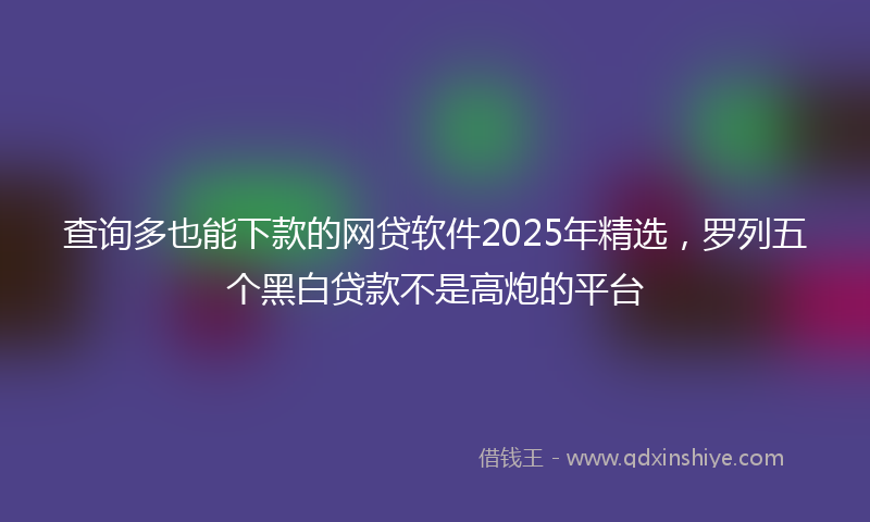 查询多也能下款的网贷软件2025年精选，罗列五个黑白贷款不是高炮的平台