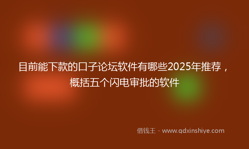 目前能下款的口子论坛软件有哪些2025年推荐，概括五个闪电审批的软件