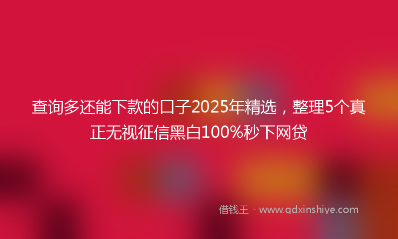 查询多还能下款的口子2025年精选，整理5个真正无视征信黑白100%秒下网贷