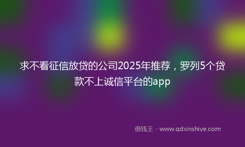 求不看征信放贷的公司2025年推荐，罗列5个贷款不上诚信平台的app