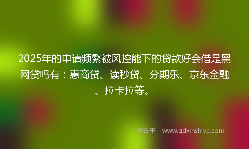 2025年的申请频繁被风控能下的贷款好会借是黑网贷吗有:惠商贷、读秒贷、分期乐、京东金融、拉卡拉等。