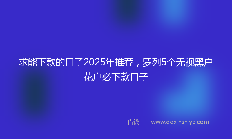 求能下款的口子2025年推荐，罗列5个无视黑户花户必下款口子
