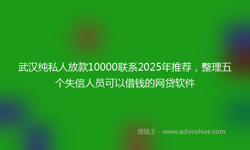 武汉纯私人放款10000联系2025年推荐，整理五个失信人员可以借钱的网贷软件
