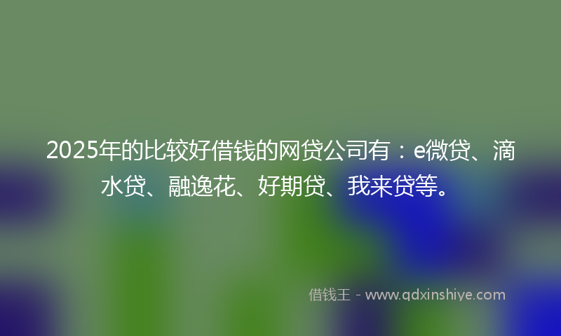 2025年的比较好借钱的网贷公司有：e微贷、滴水贷、融逸花、好期贷、我来贷等。