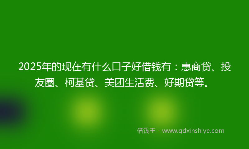 2025年的现在有什么口子好借钱有：惠商贷、投友圈、柯基贷、美团生活费、好期贷等。