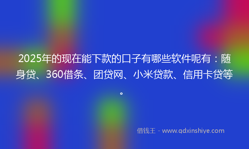 2025年的现在能下款的口子有哪些软件呢有：随身贷、360借条、团贷网、小米贷款、信用卡贷等。