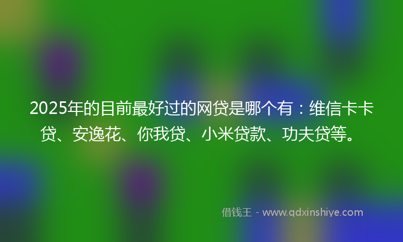 2025年的目前最好过的网贷是哪个有：维信卡卡贷、安逸花、你我贷、小米贷款、功夫贷等。