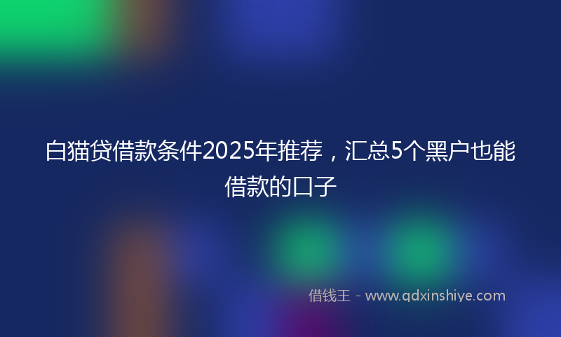 白猫贷借款条件2025年推荐，汇总5个黑户也能借款的口子