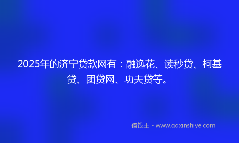 2025年的济宁贷款网有：融逸花、读秒贷、柯基贷、团贷网、功夫贷等。